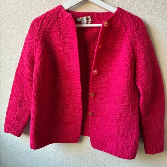 VTG Pink Knit 100% Wool Dayton’s Cardigan (Size:M) - Picture 2 of 13